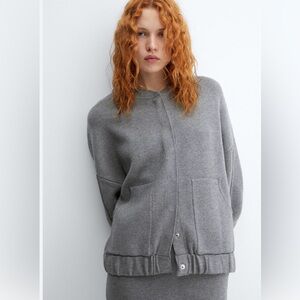 Mango Gray Casual Bomber Jacket